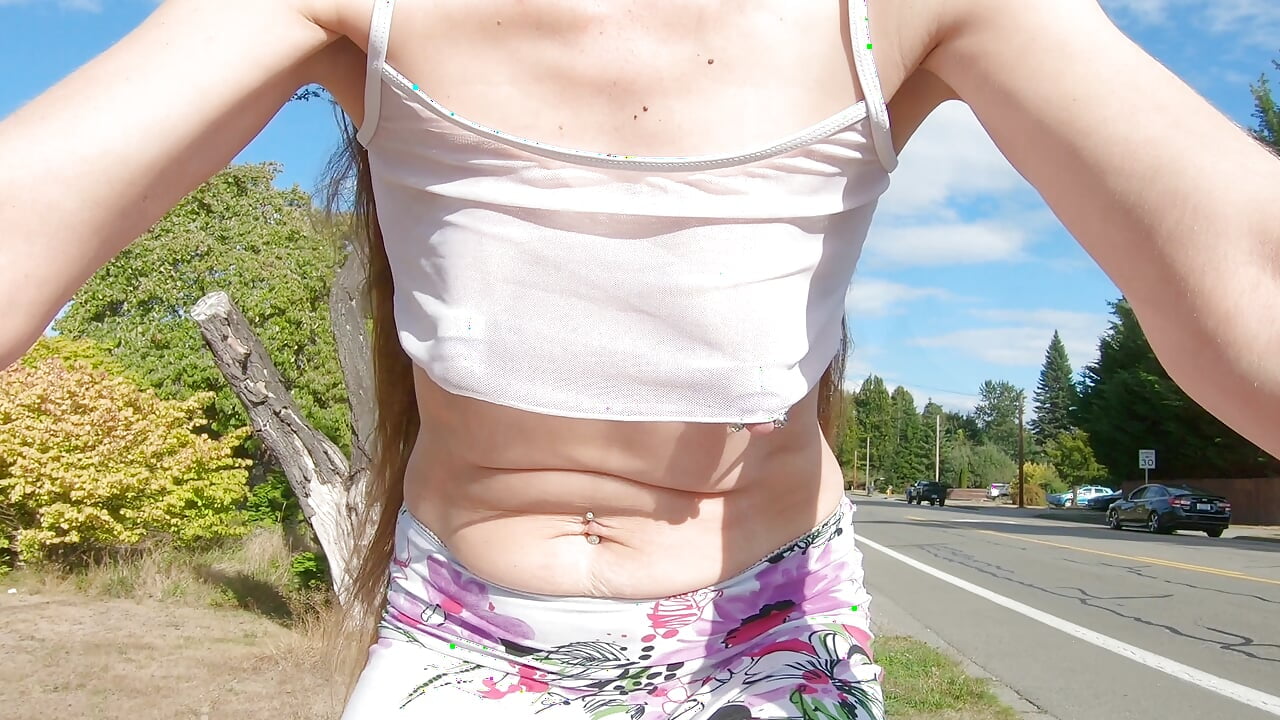 Longpussy, a Ride with my Tiny Tits Exposed!